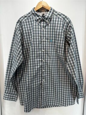 Ariat Pro Series Button Down XL Tall Long Sleeve Plaid Like New!